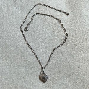 Vintage Silver Heart Locket Necklace